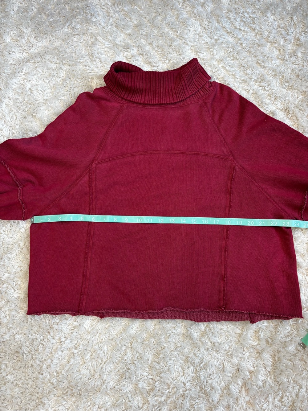Aerie Red Oversized Cropped Turtleneck Sweatshirt, Medium - Picture 8 of 10